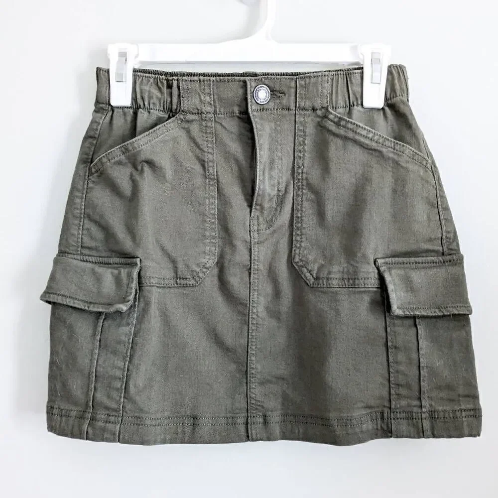 SO Juniors Cargo Utility Skirt Green